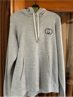 Men’s Gucci embroidered interlocking G jersey, cotton hoodie size medium NWT